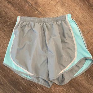Nike Dri-FIT Small Grey & Blue Women's Brief-Lined Running Shorts